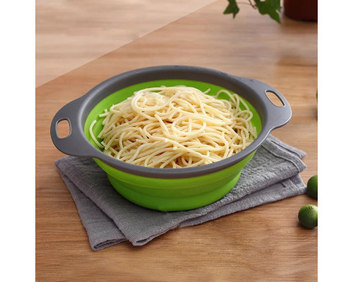 Друшляк складний силіконовий для миття овочів і фруктів колір салатовий