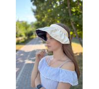 Козирок обідок панама жіноча сонцезахисна відкрита дихаюча складна матеріал поліестер колір молочний