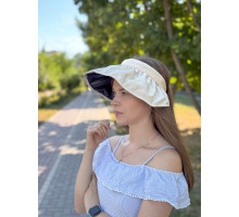 Козирок обідок панама жіноча сонцезахисна відкрита дихаюча складна матеріал поліестер колір молочний