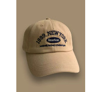 Стильна кепка бейсболка унісекс декор вишивка New York колір бежевий (55-60)