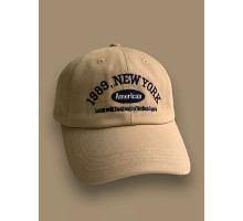 Стильна кепка бейсболка унісекс декор вишивка New York колір бежевий (55-60)