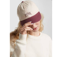 Жіноча кепка бейсболка Baseball hat з колекції VICTORIA'S SECRET PINK колір молочний  бордовий розмір універсальний
