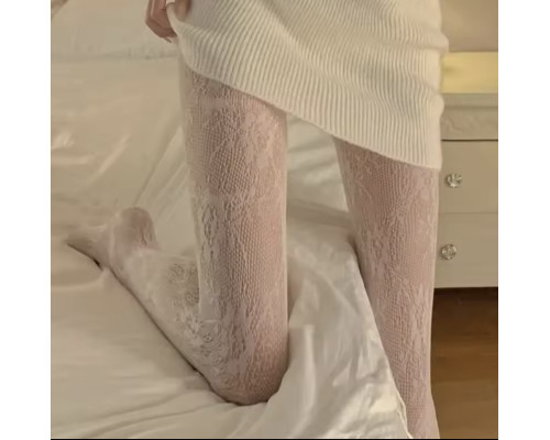 Жіночі колготи / колготи з візерунком сітка колір білий One size (42-48)