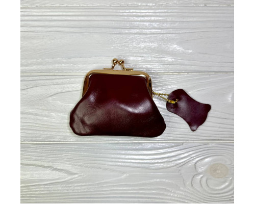 Стильна монетниця / гаманець маленький натуральна шкіра колір марсала