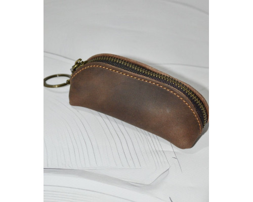 Гаманець ключниця унісекс матеріал шкіра на блискавці колір коричневий