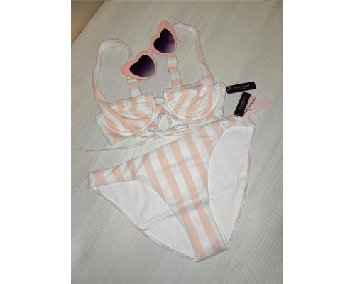 Жіночий купальник Victoria's Secret роздільний  в рожеву смужку  (M)