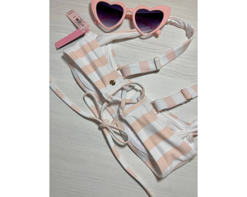 Жіночий купальник Victoria's Secret роздільний  в рожеву смужку  (M)