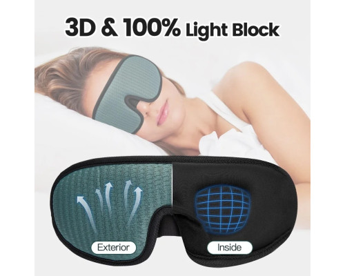 Маска для сну дихаюча 3D Soft колір зелений