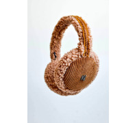 Теплі навушники жіночі матеріал тедді вставка вельвет металевий декор колір коричневий