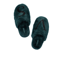 Домашні жіночі хутряні тапочки Victoria's Secret Closed Toe Faux Fur Slipper Kir з логотипом зеленого кольору розмір S (36-37)