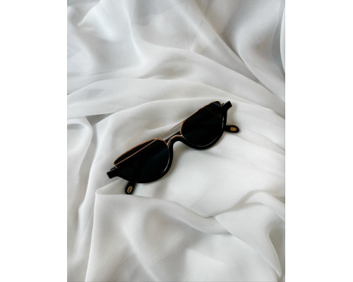 Жіночі сонцезахисні окуляри котяче око напівободкові колір чорний
