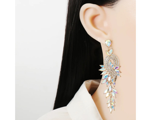 Жіночі сяючі сережки підвіски декор ніжне каміння бузкового кольору