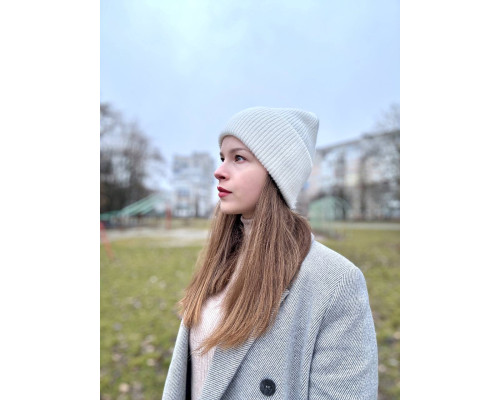 Шапка жіноча тепла однотонна в'язана колір білий (One Size)