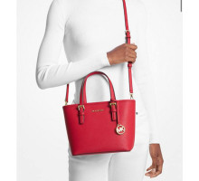 Сумка жіноча Michael Kors Jet Set Travel Extra-Small Saffiano leather Top-zip Tote  з довгою ручкою колір виробу червоний фурнітура  колір золотистий