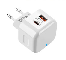 Швидкий зарядний пристрій QC 3.0 + PD 20W USB зарядка для телефону 2 порти колір білий