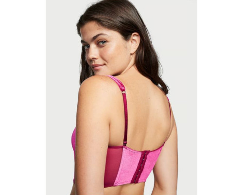 Жіночий оксамитовий корсетний топ Victoria's Secret колір рожевий (S)