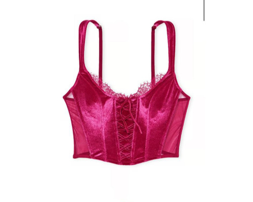 Жіночий оксамитовий корсетний топ Victoria's Secret колір рожевий (S)