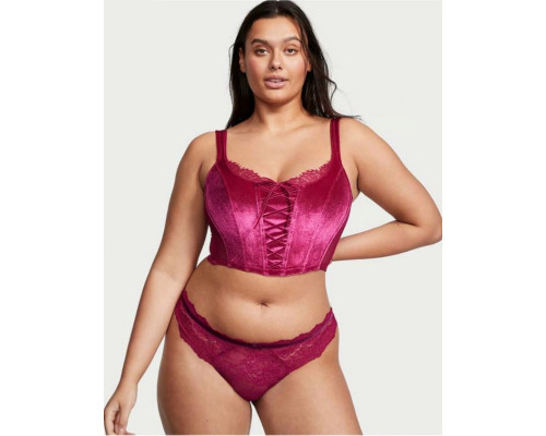 Жіночий оксамитовий корсетний топ Victoria's Secret колір рожевий (S)