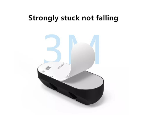 Фіксатор силіконовий клейкий затискач для USB кабелів на 7 проводів колір чорний