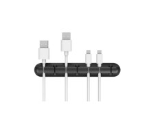 Фіксатор силіконовий клейкий затискач для USB кабелів на 7 проводів колір чорний