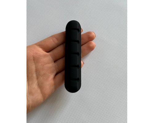 Фіксатор силіконовий клейкий затискач для USB кабелів на 5 проводів колір чорний