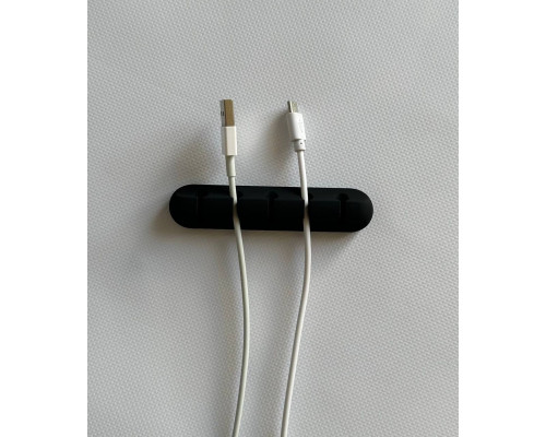 Фіксатор силіконовий клейкий затискач для USB кабелів на 5 проводів колір чорний