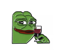 Значок / пін  металевий Жабеня Pepe the Frog з бокалом вина