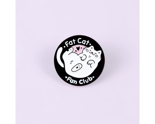 Значок / пін  металевий Кішка Fat cat Fan club