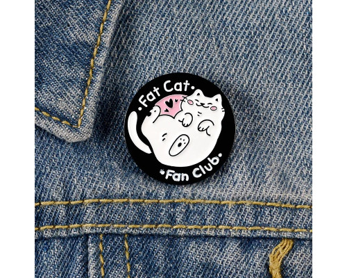 Значок / пін  металевий Кішка Fat cat Fan club