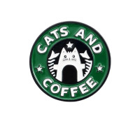 Значок / пін  металевий  Cats and coffee