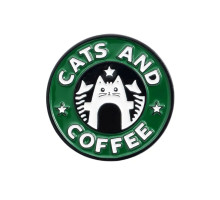 Значок / пін  металевий  Cats and coffee