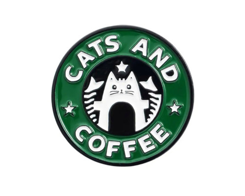 Значок / пін  металевий  Cats and coffee