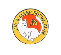 Значок / пін  металевий Кішка Eat & sleep social club