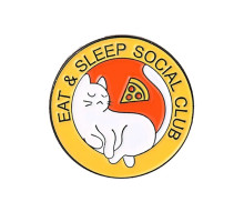 Значок / пін  металевий Кішка Eat & sleep social club