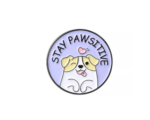 Значок / пін  металевий Цуценя Stay pawsitive