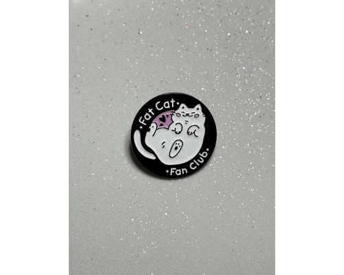 Значок / пін  металевий Кішка Fat cat Fan club