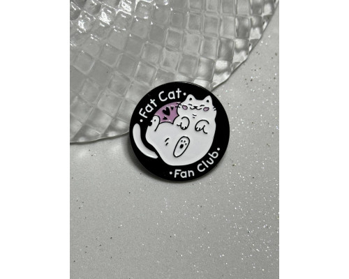 Значок / пін  металевий Кішка Fat cat Fan club