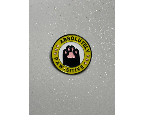 Значок / пін  металевий Лапка улюбленця Absolutely paw sitive