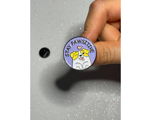 Значок / пін  металевий Цуценя Stay pawsitive
