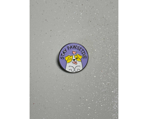 Значок / пін  металевий Цуценя Stay pawsitive