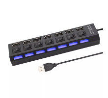 Хаб USB 2.0 7-ми портовий, концентратор розширення комп'ютерний USB подовжувач