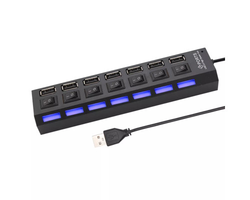 Хаб USB 2.0 7-ми портовий, концентратор розширення комп'ютерний USB подовжувач