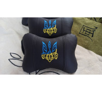 Автомобільні подушки на підголовник патріотичні чорні (2 шт) з гербом України
