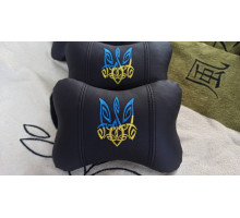 Автомобільні подушки на підголовник патріотичні чорні (2 шт) з гербом України