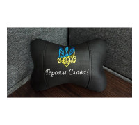 Автомобільна подушка на підголовник патріотична чорна "Героям Слава"