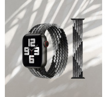 Ремінець для смарт-годинника Apple Watch плетений нейлоновий Black - Gray - White 38mm / 40mm / 41mm розмір M (145 mm)