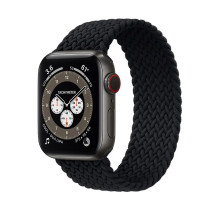 Ремінець для смарт-годинника Apple Watch плетений нейлоновий чорний 38mm / 40mm / 41mm (Black) розмір M (145 mm)