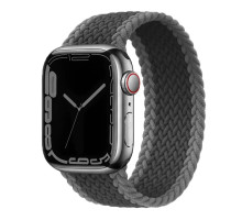 Ремінець для смарт-годинника Apple Watch плетений нейлоновий Black - Gray 38mm / 40mm / 41mm розмір S (135 mm)