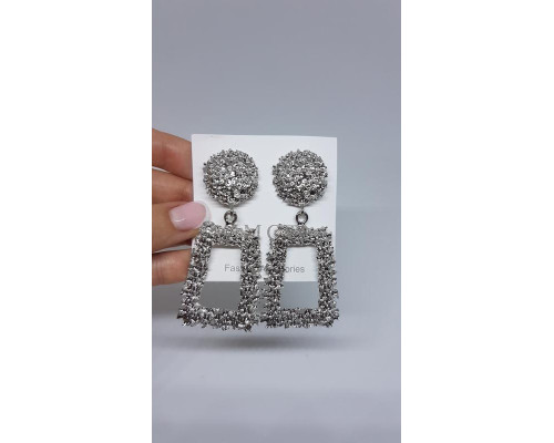 Сережки жіночі (біжутерія) Oxa об'ємні (2909) silver