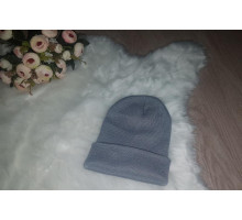 Шапка осіння в'язана яскрава одноколірна, Сіра (One Size)